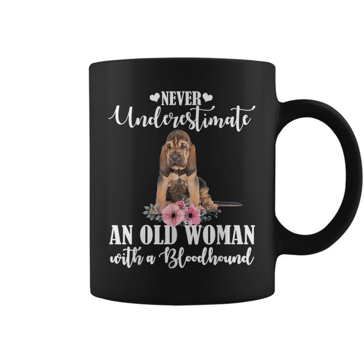 Never Underestimate An Old Woman With Bloodhound Coffee Mug