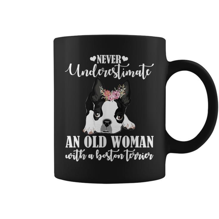 Never Underestimate An Old Woman With Boston Terrier Coffee Mug
