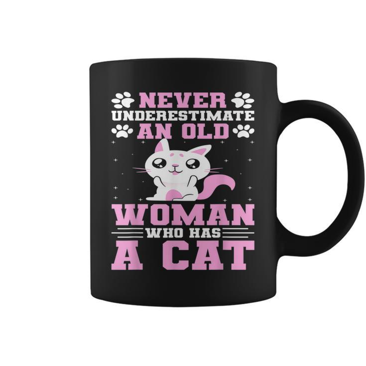 Never Underestimate An Old Woman Who Has A Cat Coffee Mug