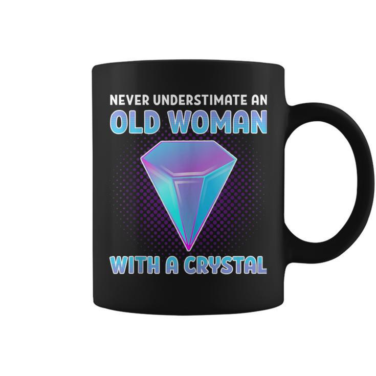 Never Underestimate An Old Woman With A Crystal Crystals Coffee Mug