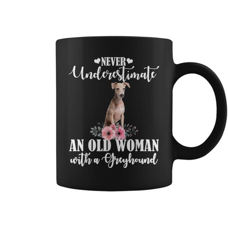 Never Underestimate An Old Woman With Greyhound Coffee Mug