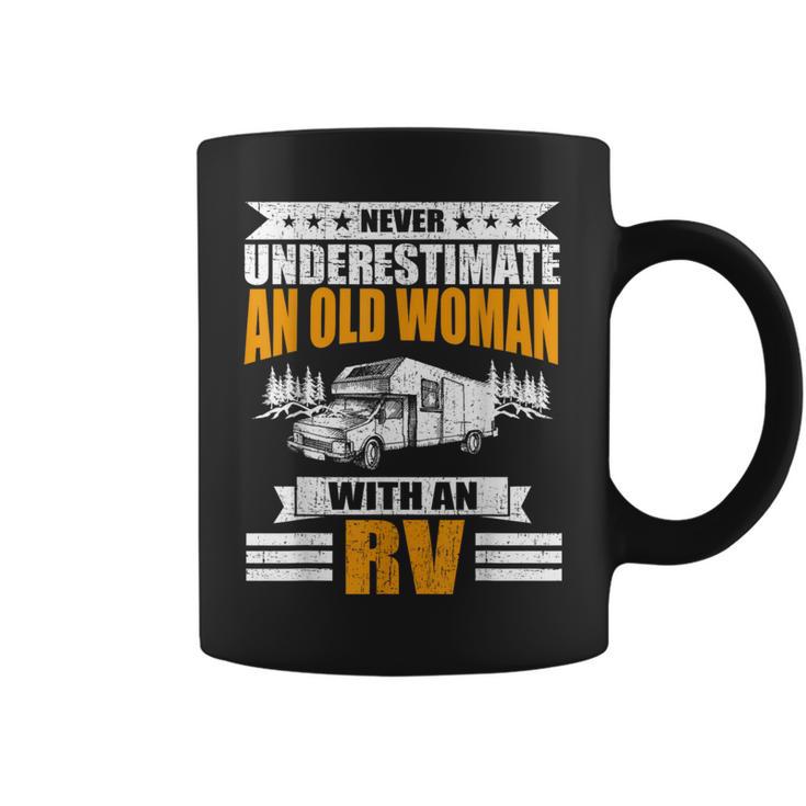 Never Underestimate An Old Woman With An Rv Camping Coffee Mug