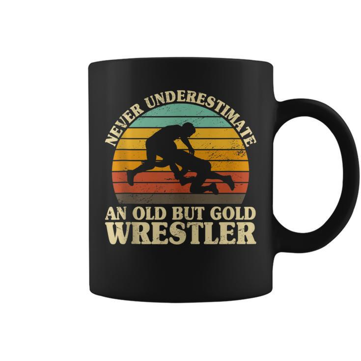 Never Underestimate An Old Wrestler Classic Wrestling Coach Coffee Mug