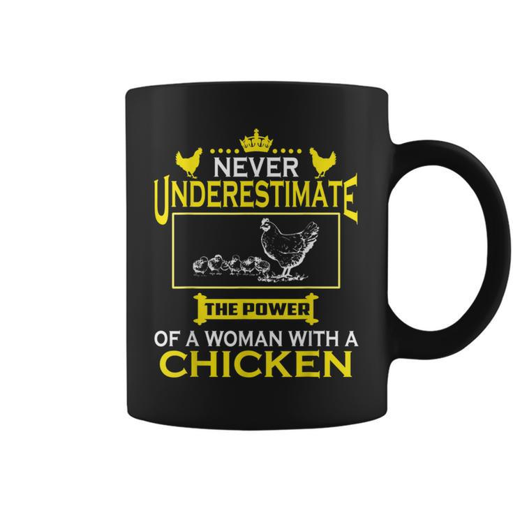 Never Underestimate The Power Of Woman With Chicken Farmer T Coffee Mug