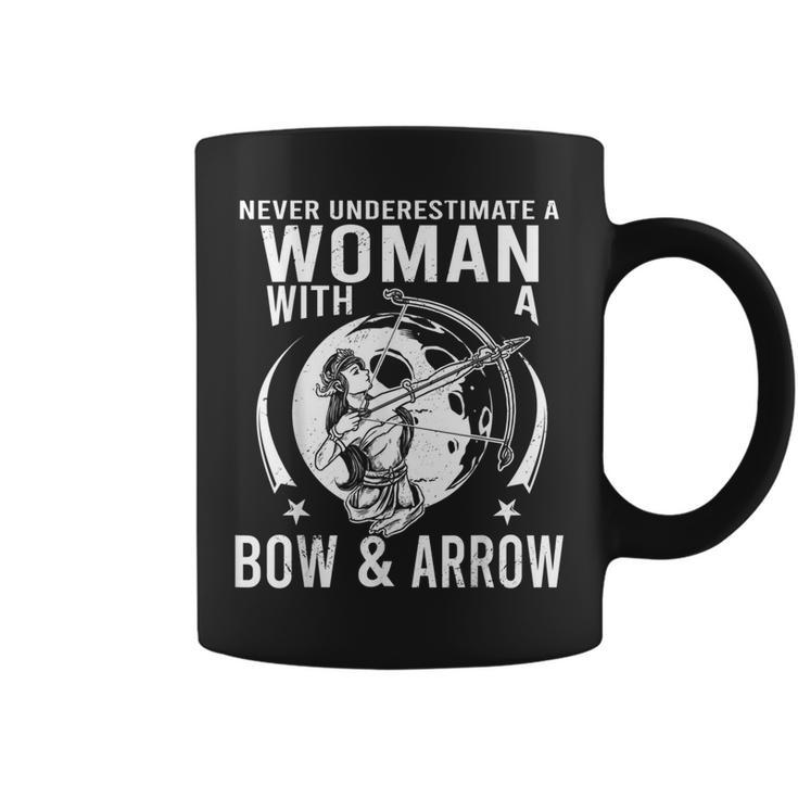 Never Underestimate A Woman With A Bow And Arrow Archery Coffee Mug