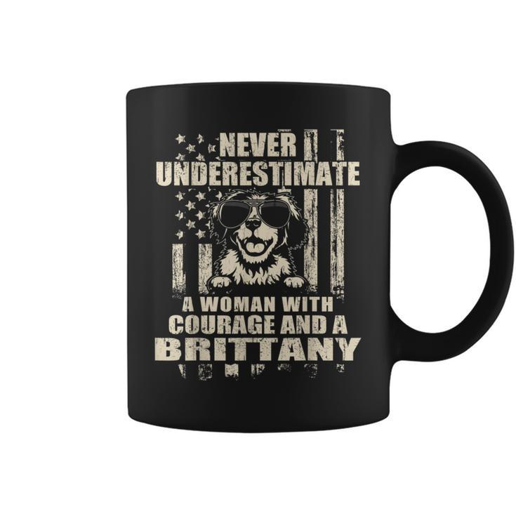 Never Underestimate Woman And A Brittany Usa Flag Coffee Mug
