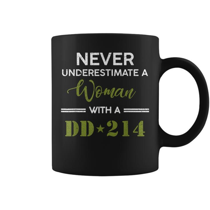 Never Underestimate A Woman With A Dd-214 Female Veteran Coffee Mug