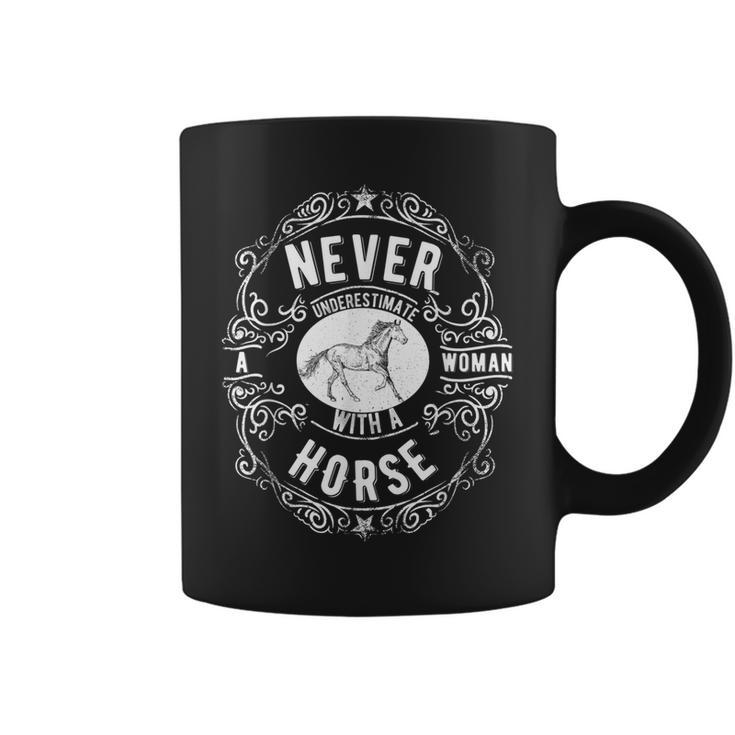 Never Underestimate A Woman With A Horse Riding Coffee Mug