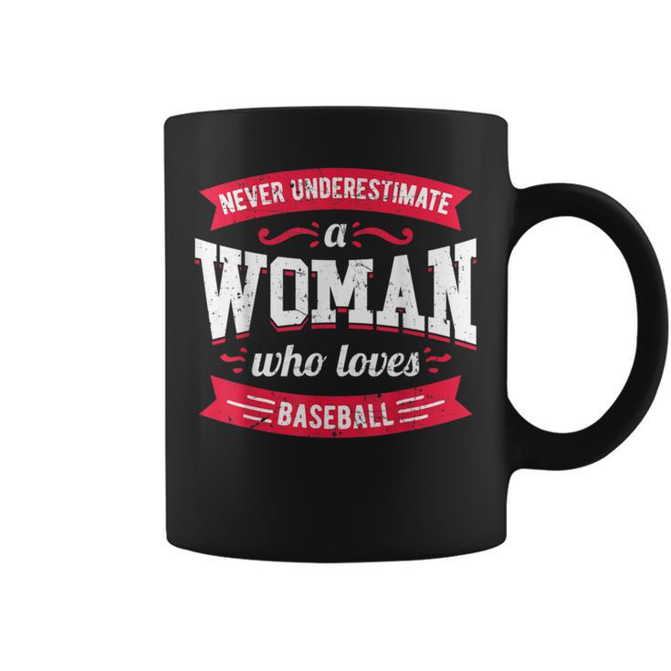 Never Underestimate A Woman Who Loves Baseball Coffee Mug