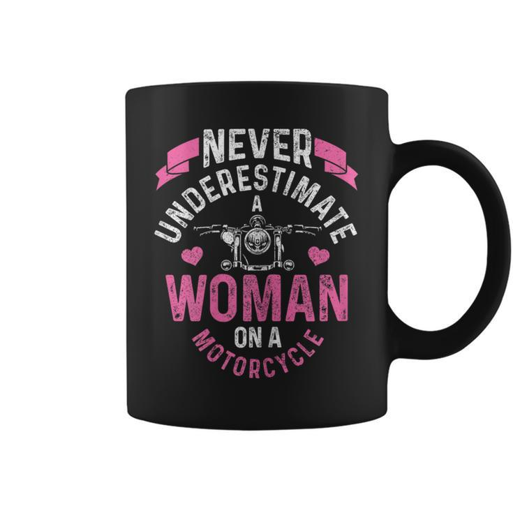 Never Underestimate A Woman Motorcycle Biker Girl Coffee Mug