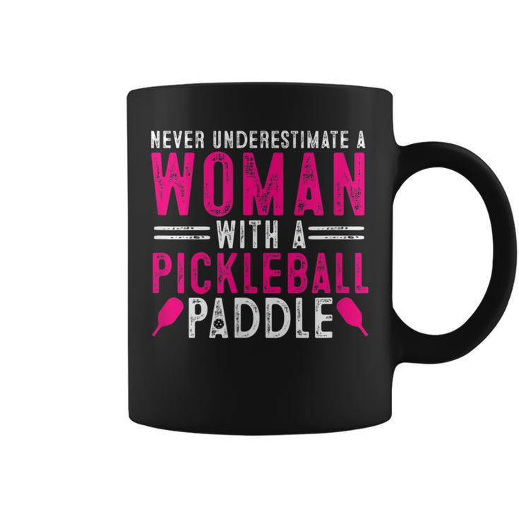 Never Underestimate A Woman With A Pickleball Paddle Dink Coffee Mug