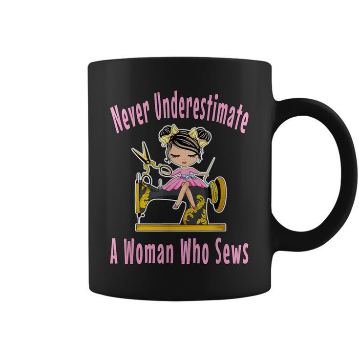 Never Underestimate A Woman Who Sews Coffee Mug