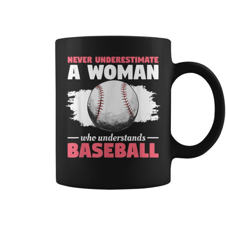 Never Underestimate A Woman Who Understands Baseball Coffee Mug