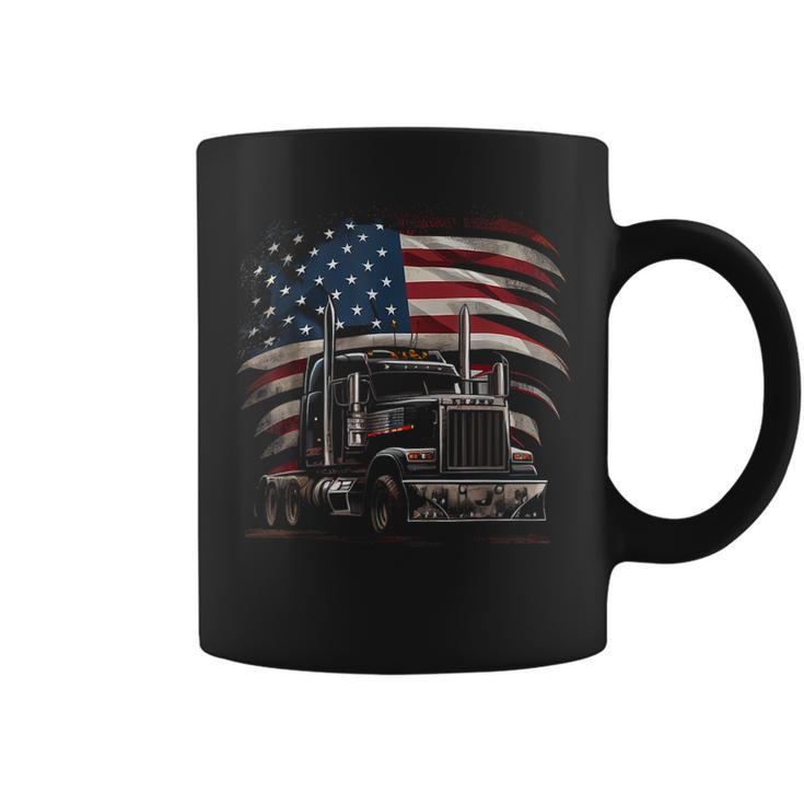 Us American Flag Trucker Truck Driver Gift  Coffee Mug