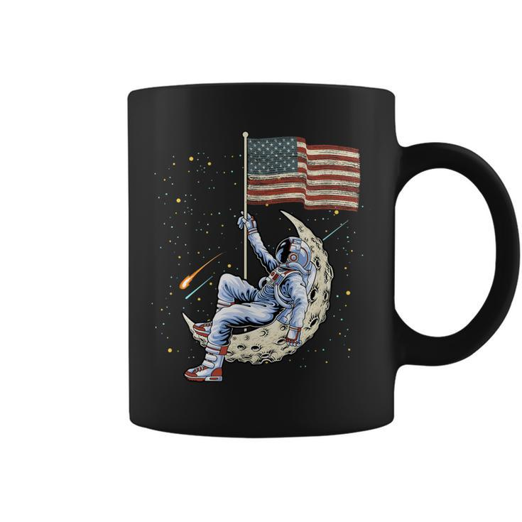 Us Flag Astronaut Space Independence Day 4Th Of July Coffee Mug