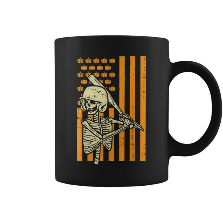 Us Flag Baseball Skeleton Vintage Halloween Sports Patriotic Patriotic Funny Gifts Coffee Mug