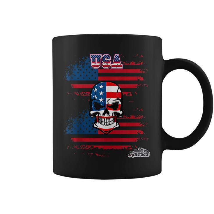 Usa American Flag Skull 4Th Of July Made In America Coffee Mug