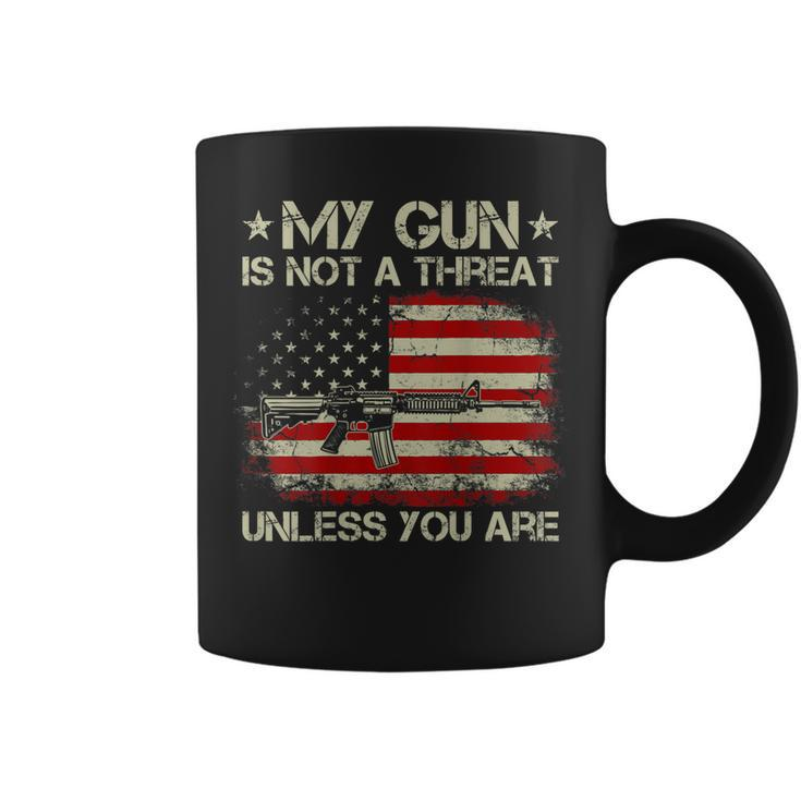Usa Flag My Gun Is Not A Threat Unless You Are On Back Coffee Mug