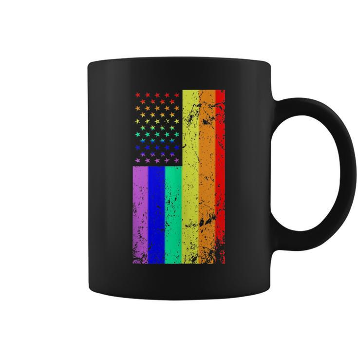 Usa Gay Pride Flag Rainbow Stars & Line Gay Lgbt 4Th Of July  Coffee Mug