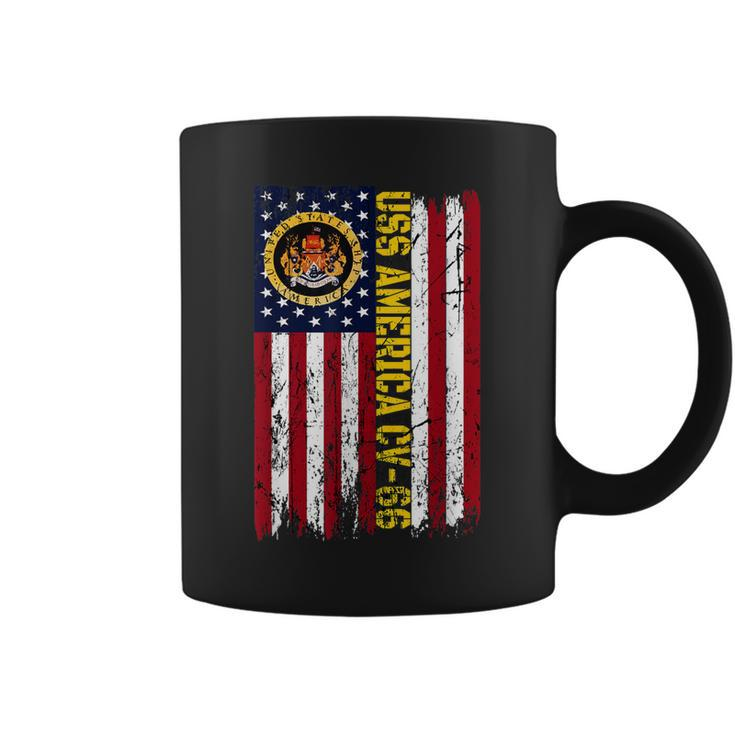Uss America Cv66 Aircraft Carrier Veteran Day American Flag  Coffee Mug