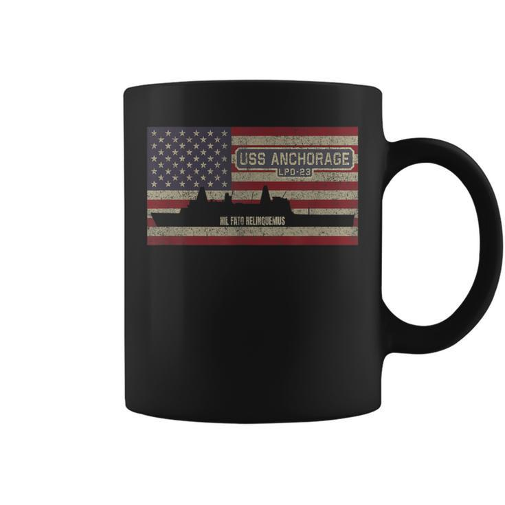Uss Anchorage Lpd-23 Amphibious Transport Dock Usa Flag Coffee Mug
