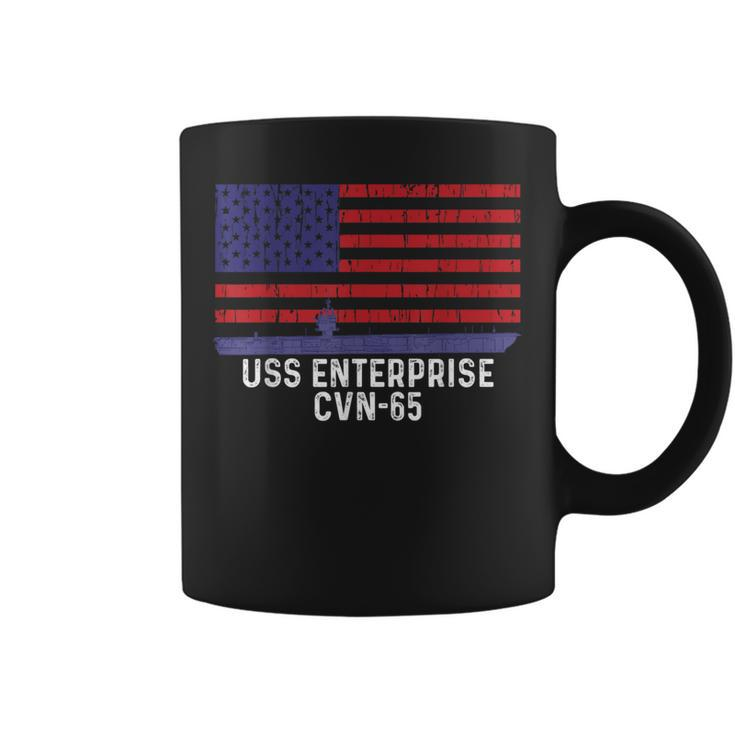 Uss Enterprise Cvn-65 Aircraft Carrier Vintage Usa Flag Coffee Mug