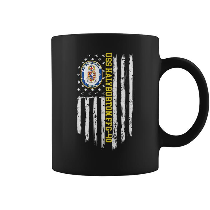 Uss Halyburton Ffg40 American Flag Coffee Mug