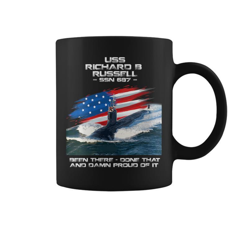 Uss Richard B Russell Ssn-687 American Flag Submarine  Coffee Mug
