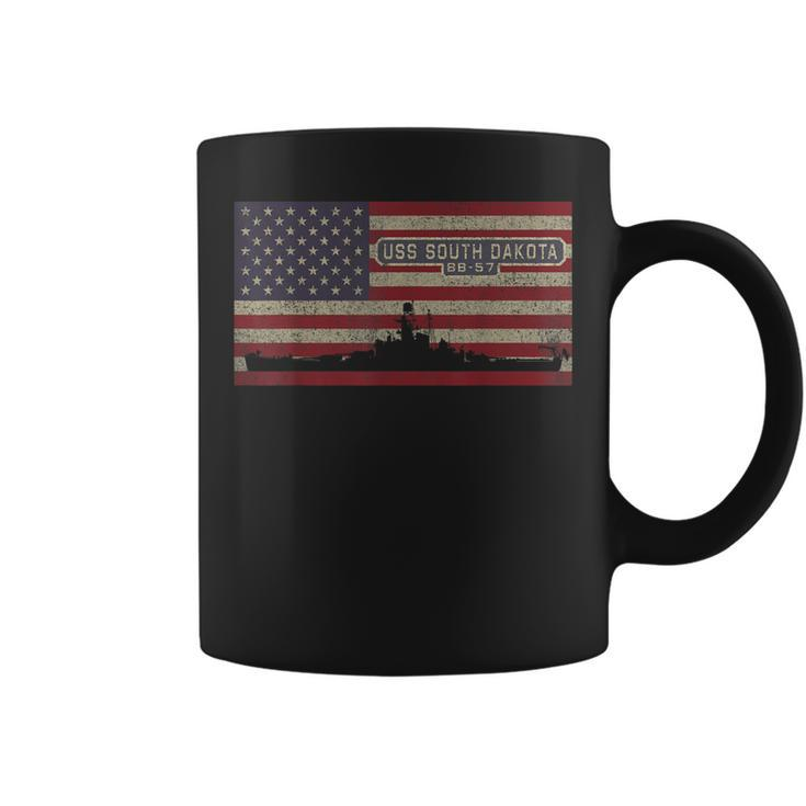 Uss South Dakota Bb57 Ww2 Battleship Gift Usa American Flag  Coffee Mug