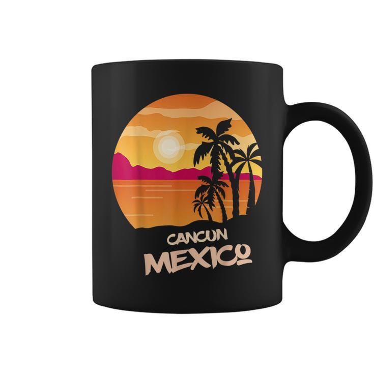 Vacation Cancun Mexico Palm Tree Surfing Beach Ocean  Coffee Mug