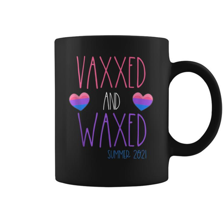 Vaxxed And Waxed Summer 2021 Bisexual Pride Stuff Cute Coffee Mug