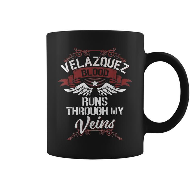 Velazquez Blood Runs Through My Veins Last Name Family Coffee Mug