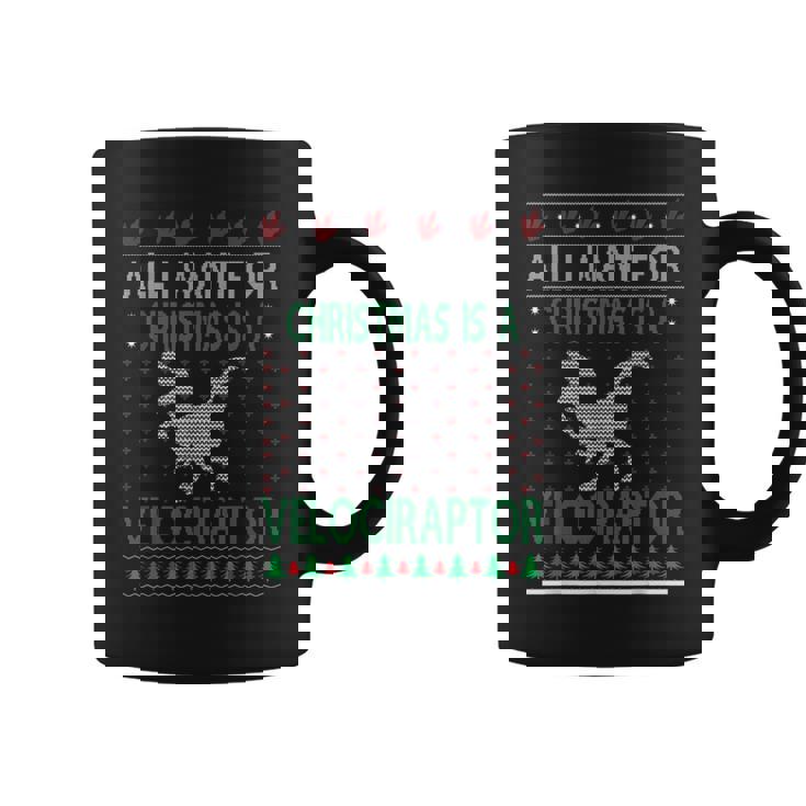 Velociraptor Christmas Dinosaur Ugly Christmas Sweater Style Coffee Mug