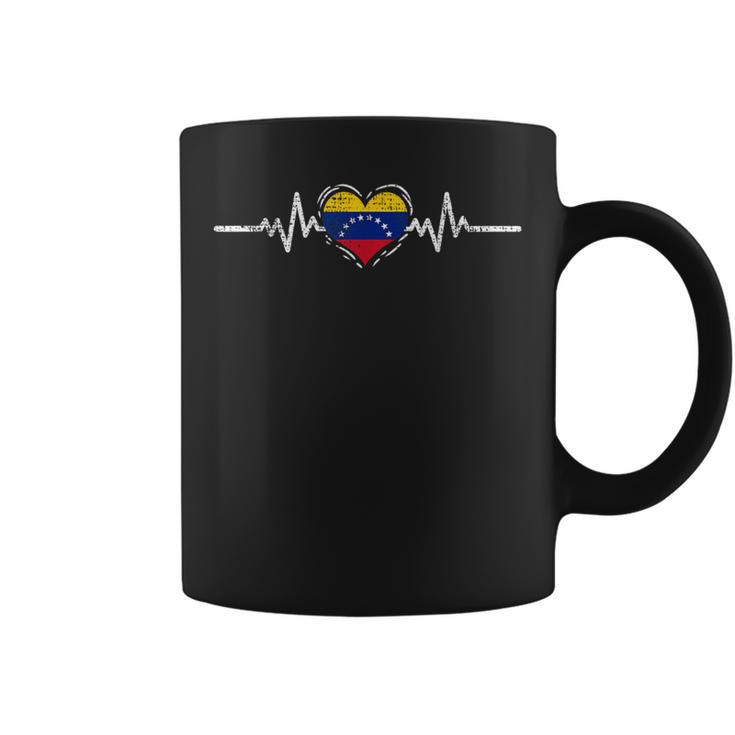 Venezuela Flag Heartbeat Venezuelan Roots Vintage Coffee Mug