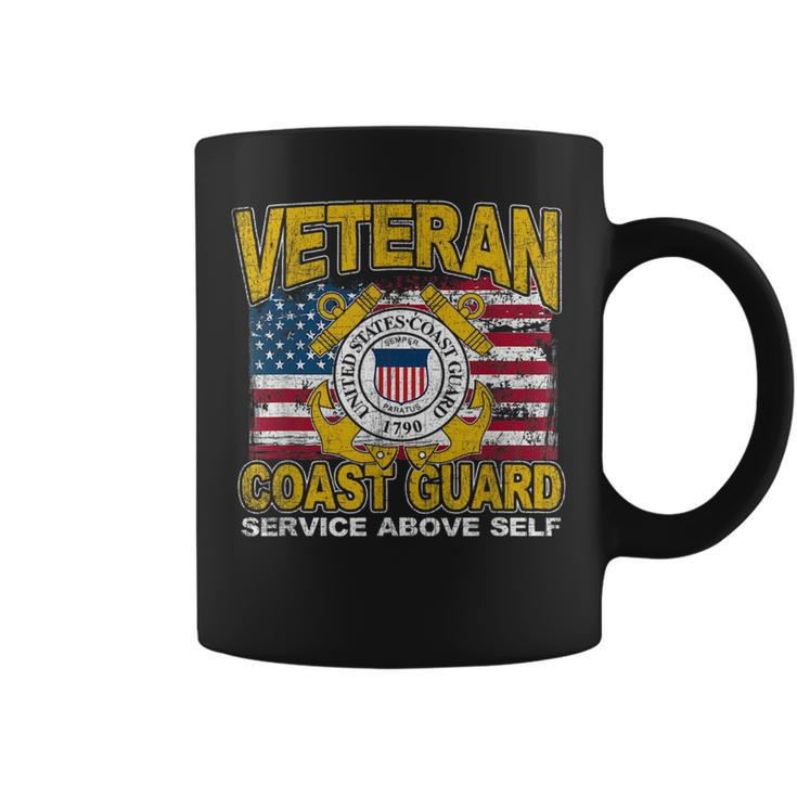Veteran Coast Guard Service Above Self Distressed T Veteran Funny Gifts Coffee Mug