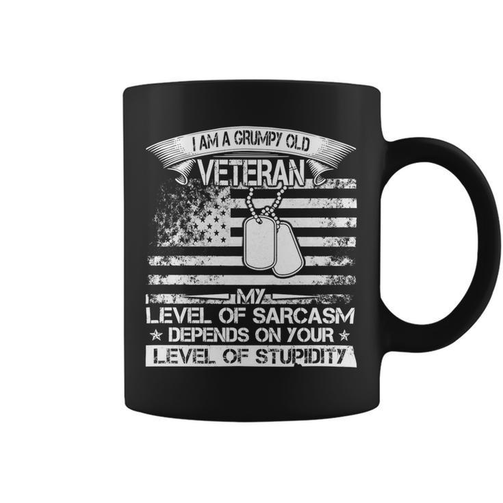 Veteran Veterans Day I Am A Grumpy Old Veteran My Level Of Sarcasm Depends 240 Navy Soldier Army Military - Mens Premium Tshirt Coffee Mug