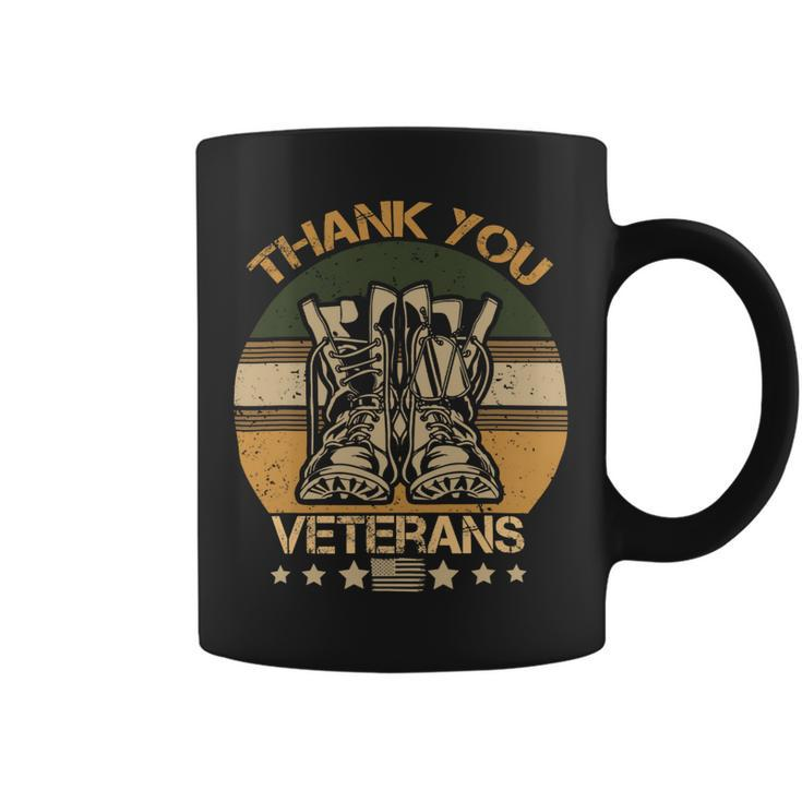 Veteran Vets Thank You Veterans Combat Boots Veteran Day American Flag 2 Veterans Coffee Mug