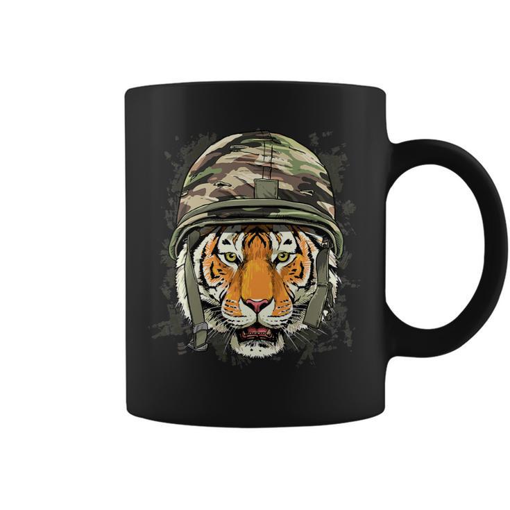 Veteran Vets Tiger Soldier Veteran Army Tiger Safari Animal Lover 372 Veterans Coffee Mug