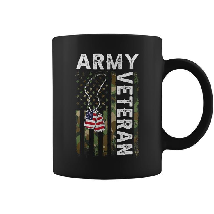 Veteran Vets Us Army Veteran Usa America Camo Flag And Military Dog Tag Veterans Coffee Mug