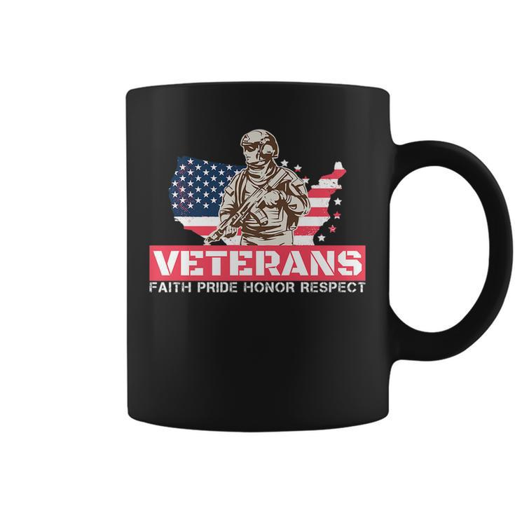 Veterans Faith Pride Honor Respect Patriotic Veteran   Coffee Mug