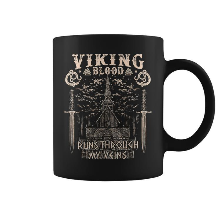 Viking Blood Runs Through My Veins Viking Church Coffee Mug