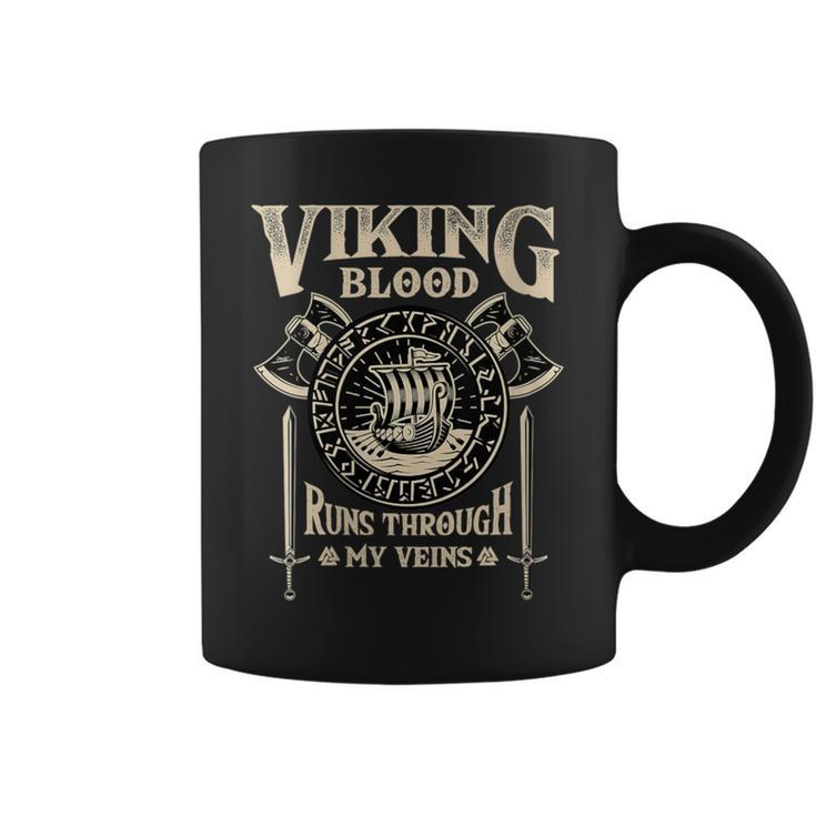 Viking Blood Runs Through My Veins Norse Mythology Coffee Mug