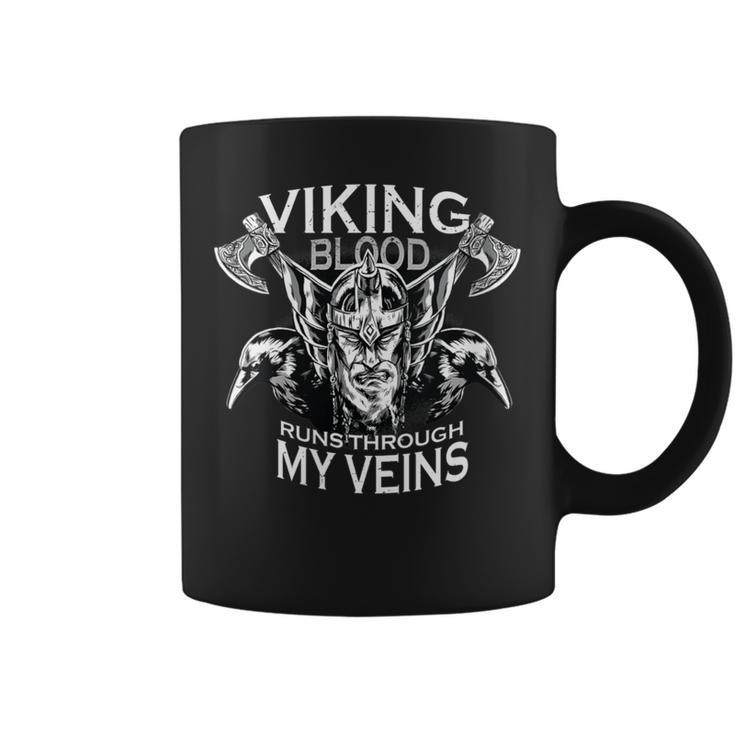 Viking Blood Runs Through My Veins Proud Viking Quote Coffee Mug