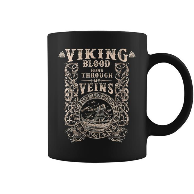 Viking Blood Runs Through My Veins Viking Ship Ringerike Coffee Mug
