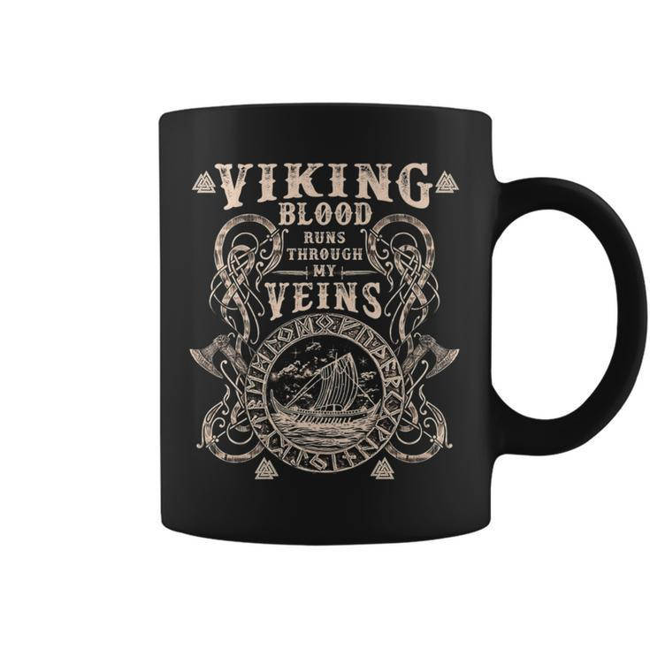 Viking Blood Runs Through My Veins Viking Ship Urnes Style Coffee Mug