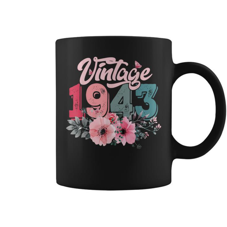 Vintage 1943 80Th Birthday Made In 1943 Floral 80 Year Old Coffee Mug