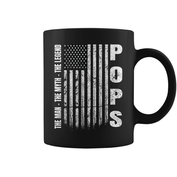 Vintage American Flag Pops Man Myth Legend Daddy Father Coffee Mug