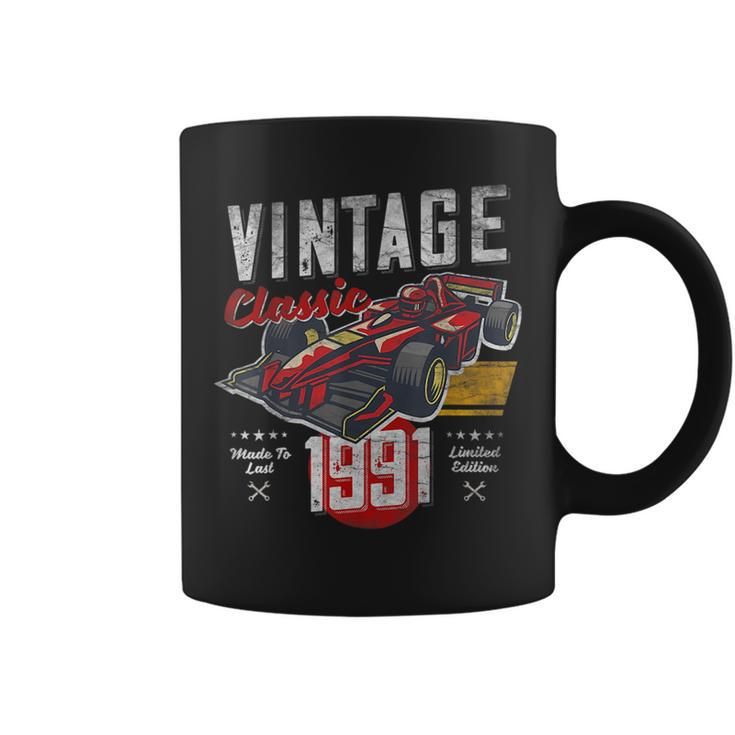Vintage Born 1991 30Th Birthday Classic Retro Race Car Coffee Mug