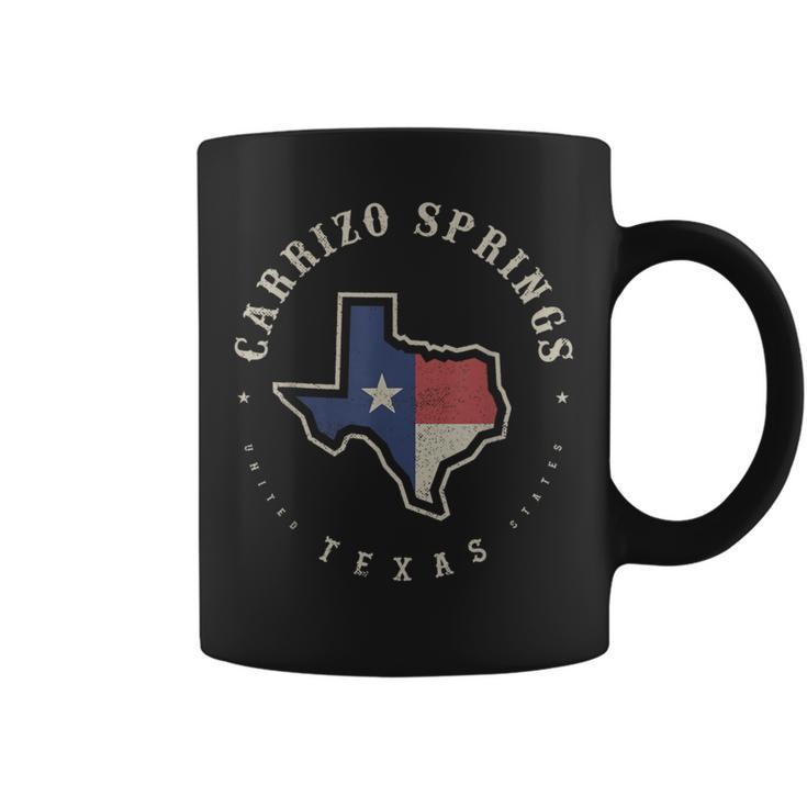 Vintage Carrizo Springs Texas State Flag Map Souvenir Coffee Mug