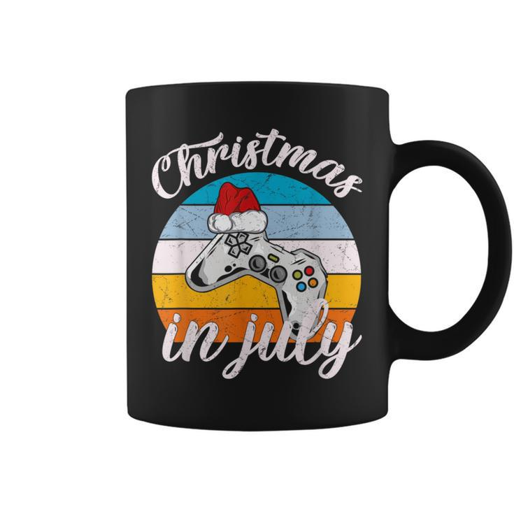 Vintage Christmas In July With A Santa Hat Controller Gaming Coffee Mug